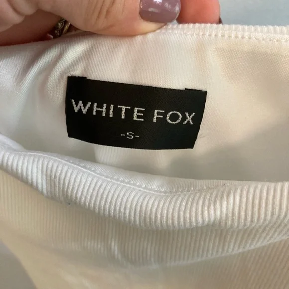 White Fox Places To Be Playsuit in White Size Small Ribbed - Picture 4 of 6